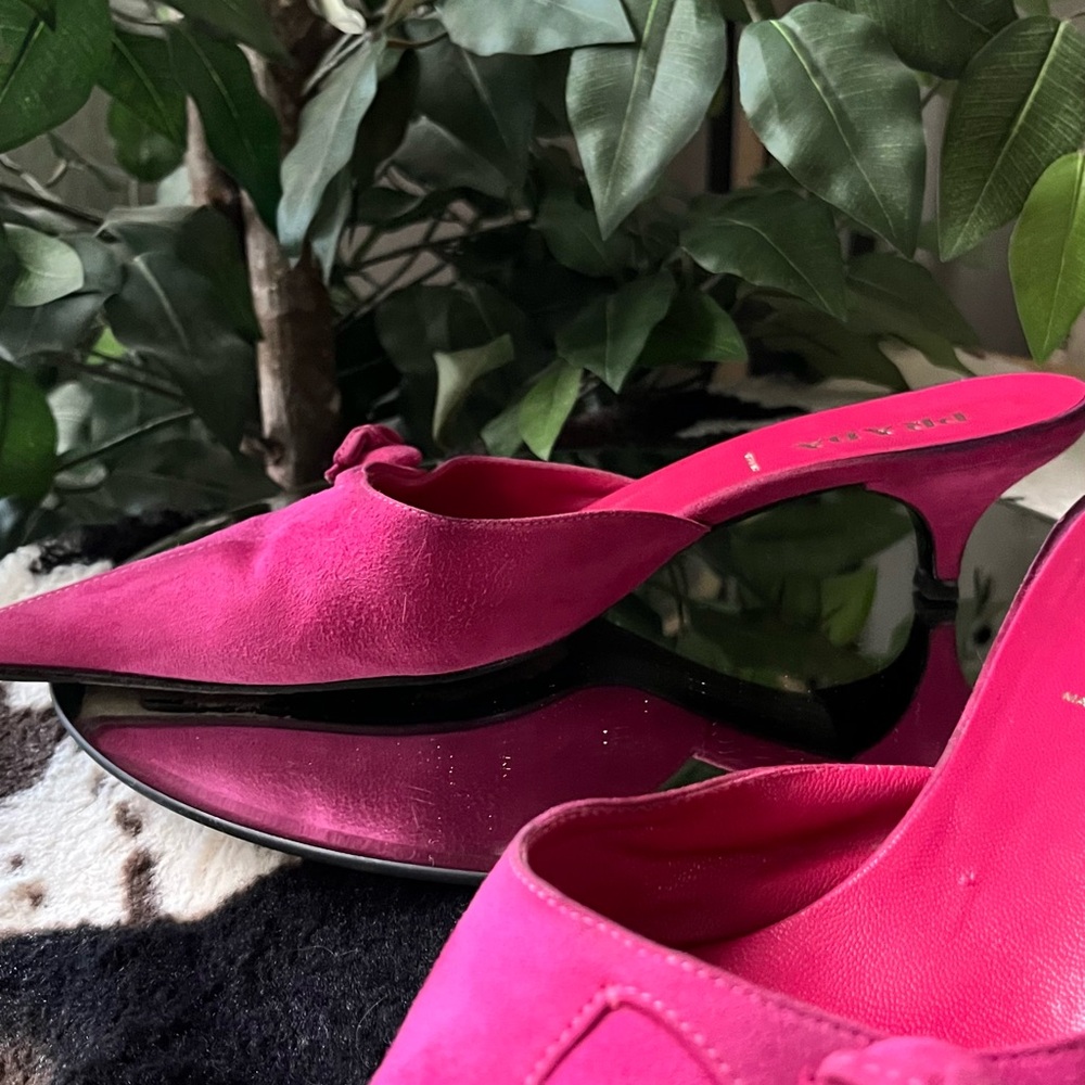 Prada Women's Fuchsia Suede Kitten Heels - Picture 3 of 9